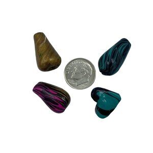 8 Beads Fimo Clay Heart Cone Teardrop Gold Purple Green Black Jewelry